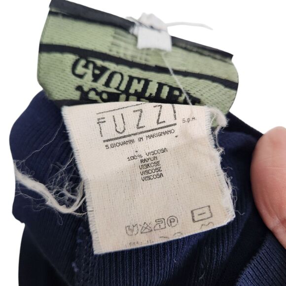 JEAN PAUL GAULTIER Pants Womens Small Blue Fuzzi Wide Leg Knit Stretch Pull On - Picture 9 of 11